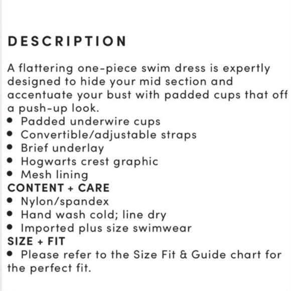 Torrid Harry Potter Fangirl Hogwarts Crest One-Piece Swim Dress Underwire 1X NWT - Picture 9 of 15